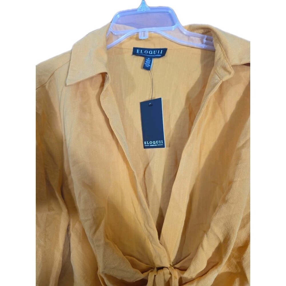 Eloquii Chiffon Long sleeve Blouse 16 V neck Yellow. Nwt. HL153 - Picture 3 of 3